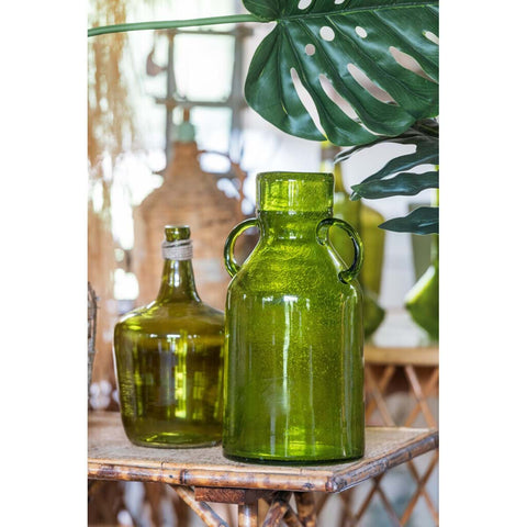Blanc Mariclò Vase à fleurs en verre vert "Belcore" 19x19x38 cm