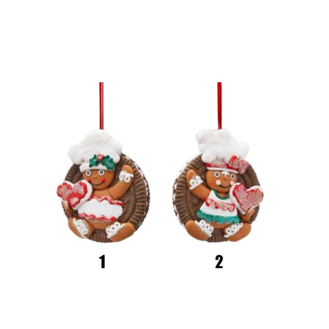 EDG Marzipan biscuit decorations with little man and resin tree decoration 2 variants H9 cm