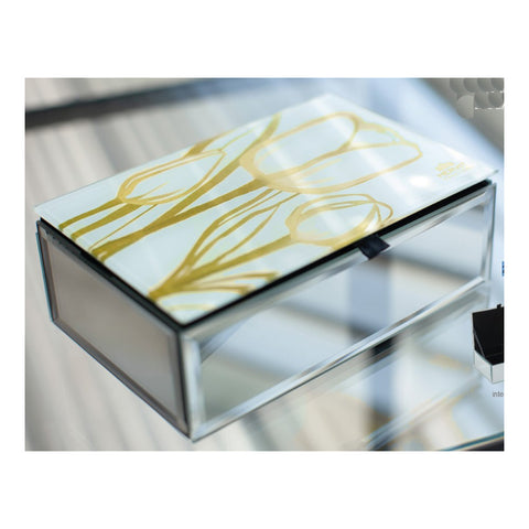 Hervit "Tulip Premium" glass jewelery box 15x10x5 cm