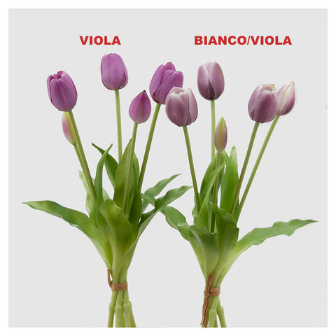 EDG Enzo de Gasperi Tulipano artificiale per decorazione, bouquet 5 tulipani 2 varianti