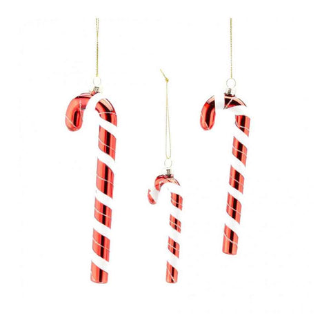 EDG Christmas tree decoration set of 3 candy canes to hang H12 H17cm H20 cm