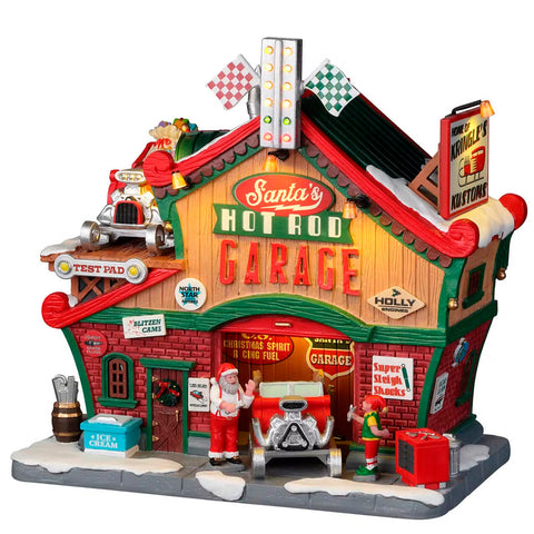 LEMAX Illuminated Building "Santa'S Hot Rod Garage" Construisez votre propre village de Noël