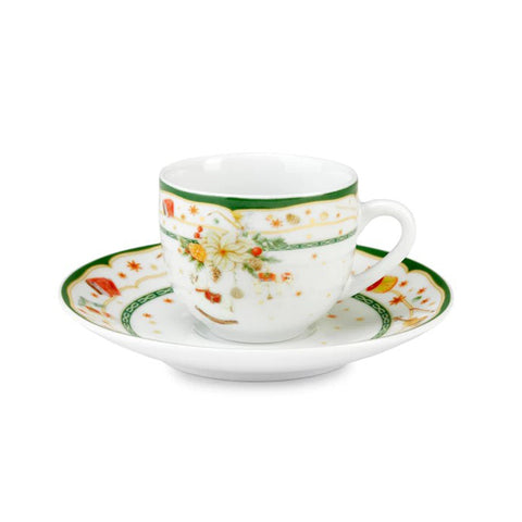 Fade Set of 6 Christmas porcelain coffee cups with "Gillian" decorations 100 ml