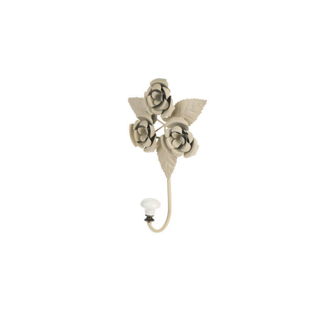 FABRIC CLOUDS Cintre avec 1 patère à fleurs blanches h 21 cm