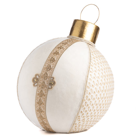 GOODWILL Christmas decoration large sphere in gold and cream fabric