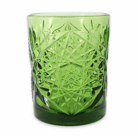 Fade Set of 6 green water glasses with "Vintage" Glamor decoration 300 ml