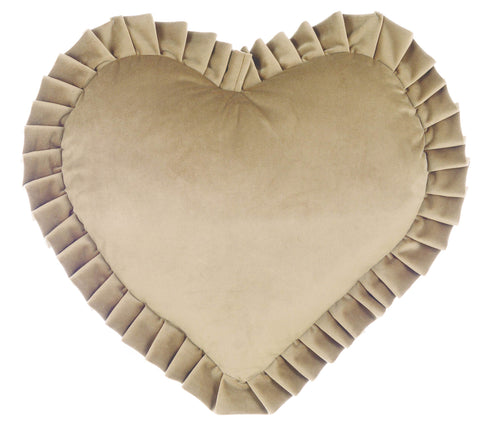 BLANC MARICLO' Heart cushion with beige decorative frills 45x45 cm a29405