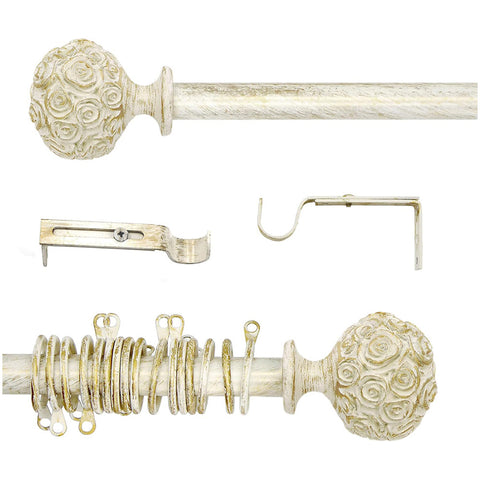 L'ATELIER 17 Extendable curtain rod "Rose" and Shabby rings 4 variants (1pc)