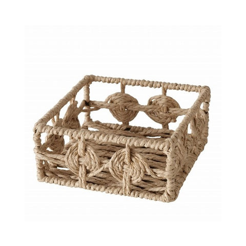 Boltze Napkin holder made of raffia wood, natural material in Scandinavian style 19x19x6,5 cm "Charis"