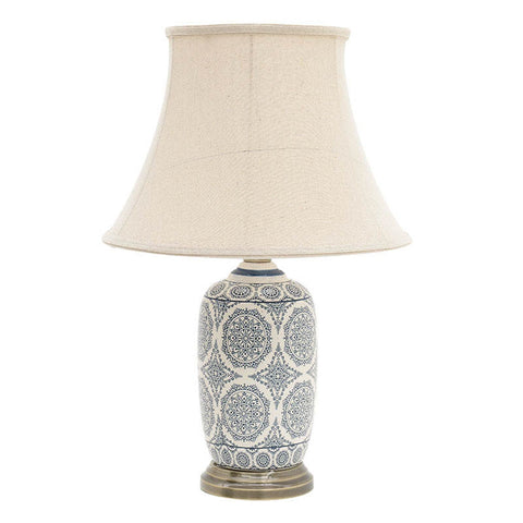 INART Lampe de table moderne à l'élégante décoration beige et bleue 36×36×58 cm