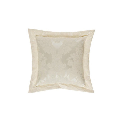 BLANC MARICLO' Coussin décoratif carré bordure coton ivoire 40x40 cm