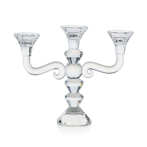 EMO' ITALIA Three-flame candlestick in transparent crystal made in Italy 25X7,5X21 cm