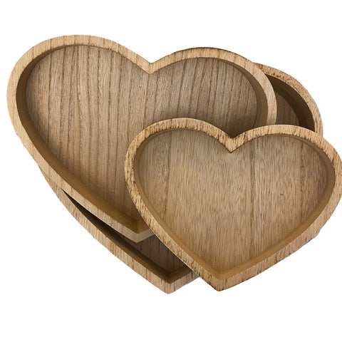 MAGNUS REGALO Set of 3 heart-shaped wooden trays 3141300