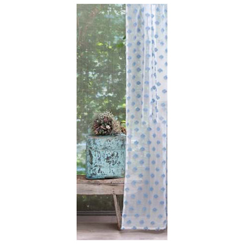 BLANC MARICLO' Set 2 pannelli tenda PUFFOLINA bianco e azzurro 150x300 cm