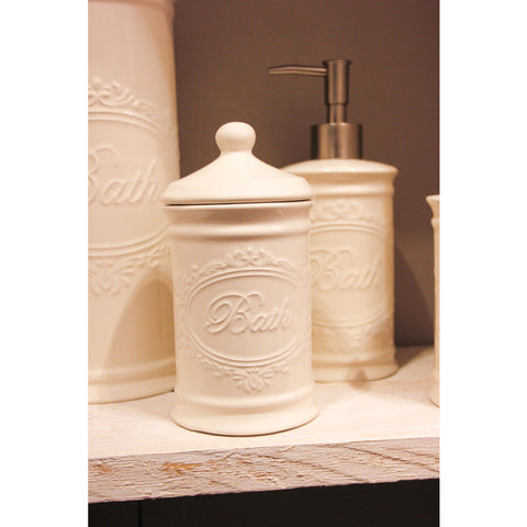 Nuvole di Stoffa White ceramic bathroom jar “Bath” 9.8x14.6 cm