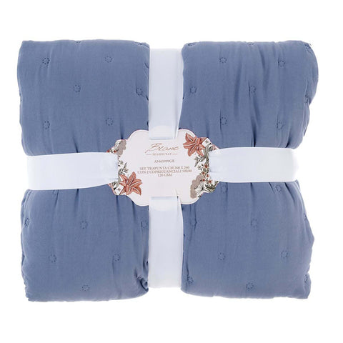 Blanc Mariclò TOPAZIO light blue double bedspread quilt 260x260 cm