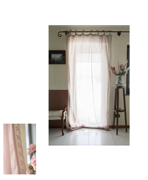 L'ATELIER 17 Curtain in pure cotton with side crochet "Nuage Crochet" 2 variants 130x290 cm