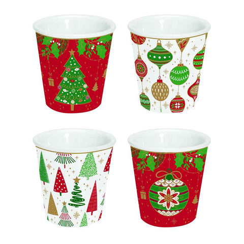 Easy Life Set of 4 "Jingle Bells" porcelain coffee glasses 100 ml