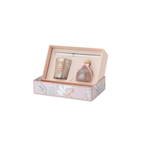 HERVIT Room fragrance and pink candle set 50ml 70gr 28029