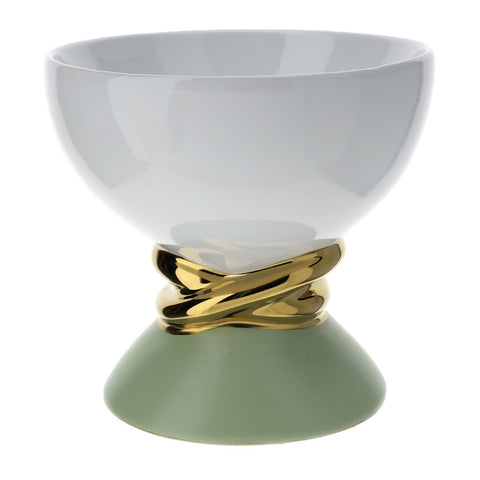 Hervit White / green porcelain bowl "Weaving" D21xH20 cm