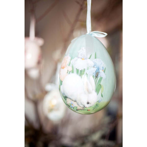 BLANC MARICLO' Decorazione uova albero Pasqua coniglietto retrò verde 14x14x20cm