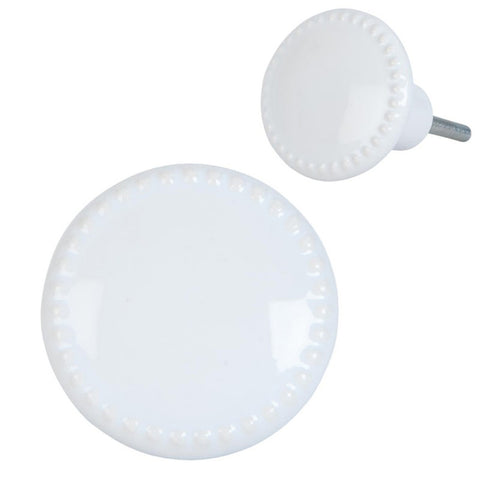 Clayre & Eef Pomello rotondo per porta, mobili in ceramica bianco 4x4 cm