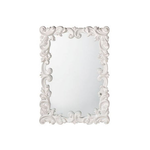 L'ART DI NACCHI Miroir mural miroir damassé bois blanc 71x5,5x100
