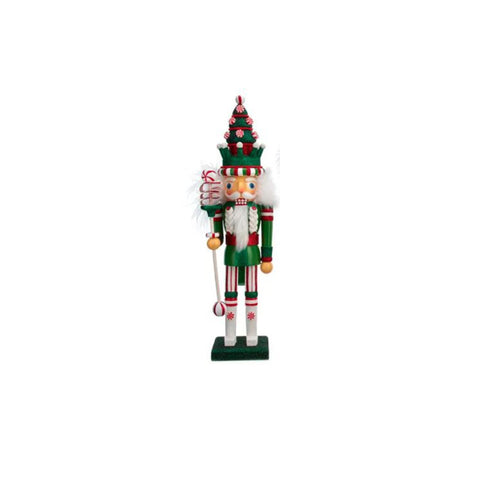 KURTADLER Schiaccianoci statuina natalizia glitterata legno 3 varianti H44,5 cm