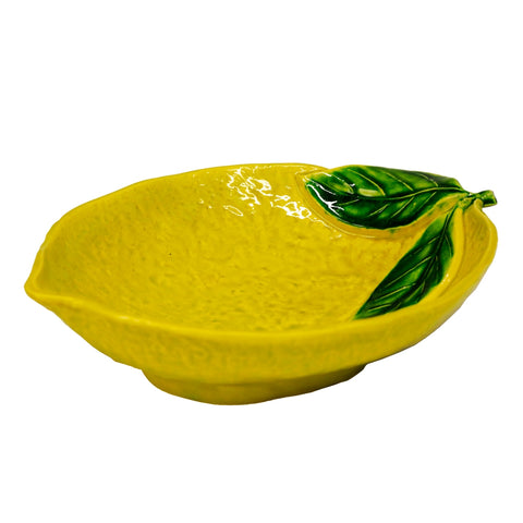 VIRGINIA CASA Lemon CITRUS salad bowl in antique yellow ceramic 30x23 cm