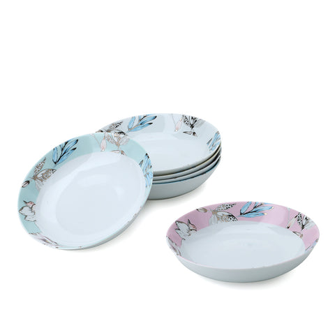 HERVIT Set 6 soup plates in gift box BLOSSOM colored porcelain Ø21 cm