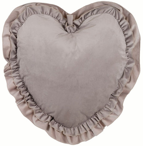 BLANC MARICLO' Velvet heart cushion with ivory ruffles 55x55cm A2956599AV