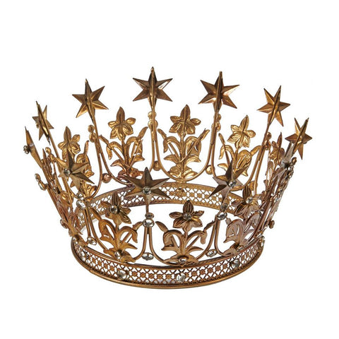 GOODWILL Corona decorazione corona con stelle metallo oro anticato 24x11 cm