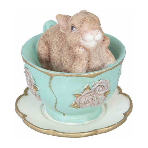 CLAYRE &amp; EEF Lapin dans tasse bleu clair Ø7 cm H8 cm 6PR1045