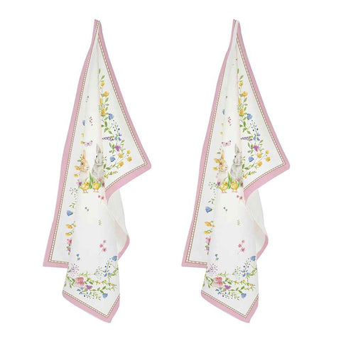 Easy Life Set of 2 "Happy Easter" cotton Easter tea towels 70x50 cm
