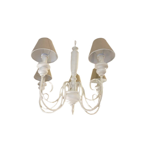 LEOLUX Chandelier 5 lights with dove gray metal and white porcelain lampshades H52 cm