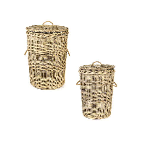 FABRIC CLOUDS Round basket with wicker effect lid 2 variants 54/ 60 cm
