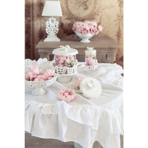 BLANC MARICLO' Centre de table dessert avec couvercle céramique blanche Ø16 H12