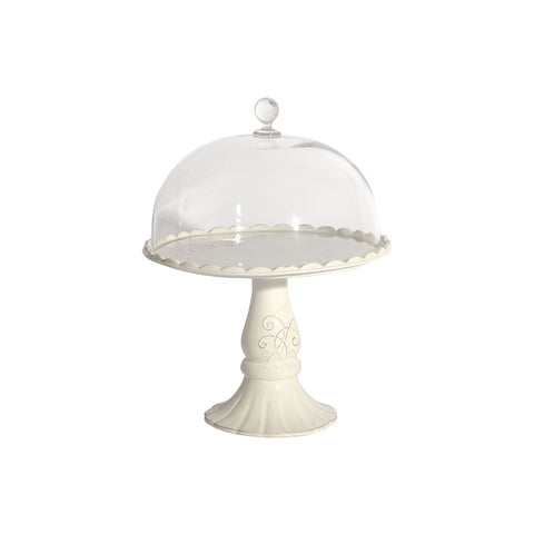 VIRGINIA CASA Alzatina porta torta con campana VOLUTE ceramica bianco H34 cm