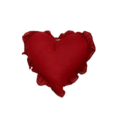 BLANC MARICLO' INFINITY coussin coeur avec volant en coton bordeaux 60x60 cm