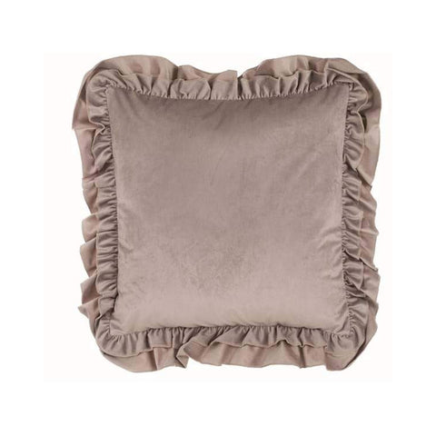 BLANC MARICLO' Velvet cushion with ivory ruffles 50x50 cm A2956399AV