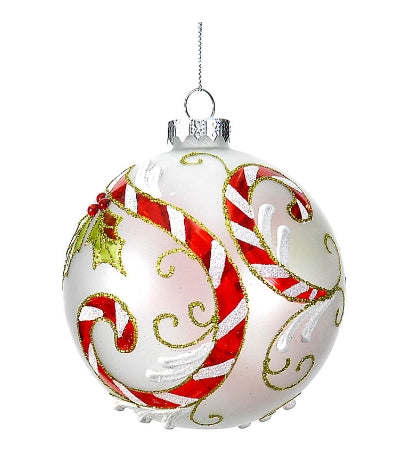 VETUR Sfera natalizia palla per albero di natale bianca in vetro D10cm