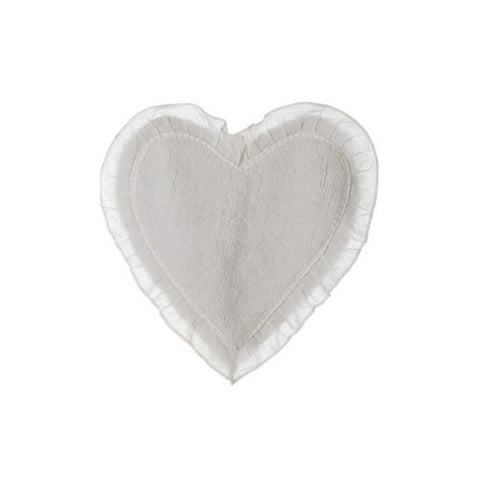 BLANC MARICLO Tapis de bain en forme de coeur avec volants 50x65 cm a28364