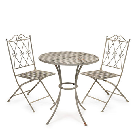 Nuvole di Stoffa Gray iron table + two chairs 120x40x80 cm