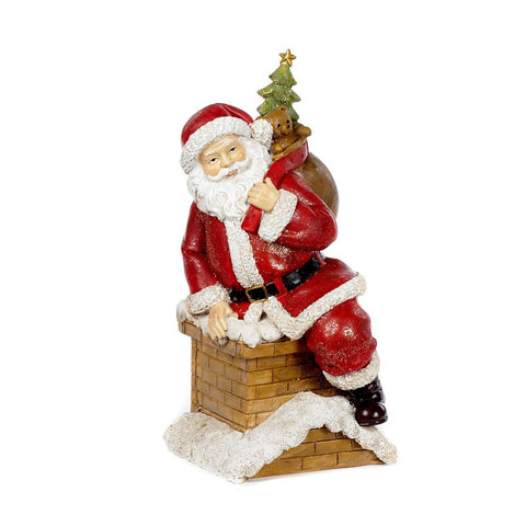 GOODWILL Statuette Père Noël en cheminée Décoration de Noël en résine rouge H21 cm