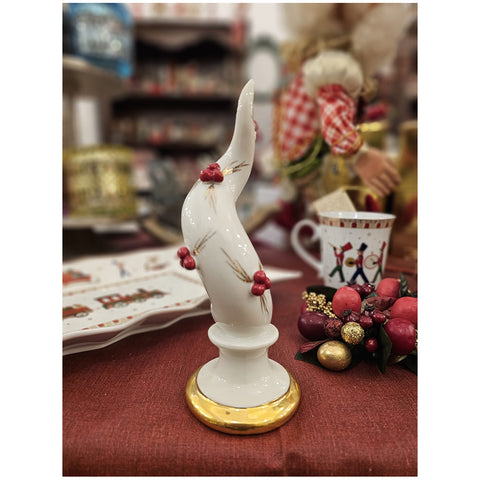 Sbordone Holly horn handcrafted porcelain lucky charm