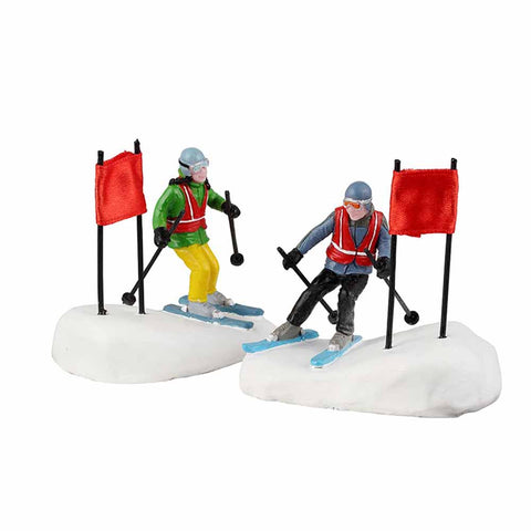 LEMAX Set 2 Skiers "Slalom Stars Set" for your Christmas village 13,2 x 4,1 x 6,1h cm