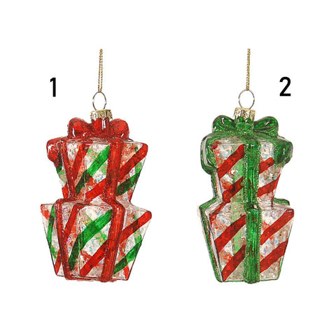 VETUR Christmas decorations glass gift packages to hang on the tree 2 variants 10 cm