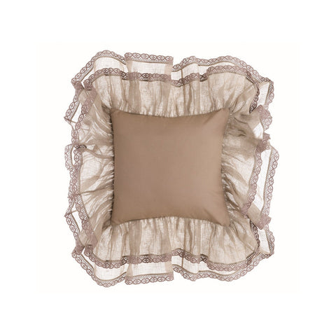 BLANC MARICLO' TIEPOLO square decorative cushion with dove gray frills 45x45 cm