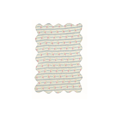 BLANC MARICLO' Set 2 cotton placemats with stripes and flowers 33x48 cm