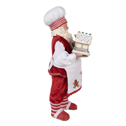 Clayre &amp; Eef Santa Claus in red fabric with house 16x8xh28cm